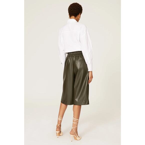RTR 3.1 Phillip Lim Faux Leather Bermuda Mid Length Culottes pull on solid Sz 8 - Picture 3 of 10